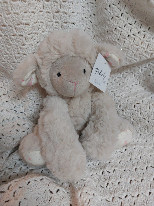 Peluche Sitting Lamb Beige 21cm