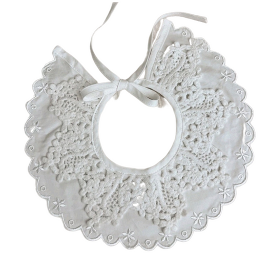 Flower embroided bib