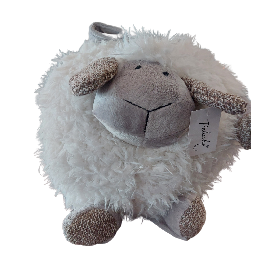 Peluche Big Fluffy Round White 33cm Lamb