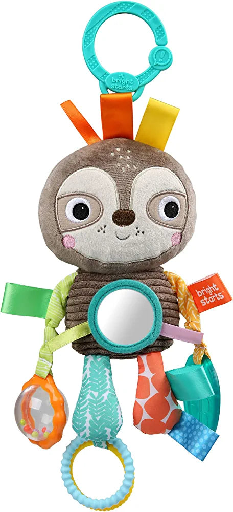 Bright Starts Playful Pals Take Along Activity Toy, Sloth, Newborn +