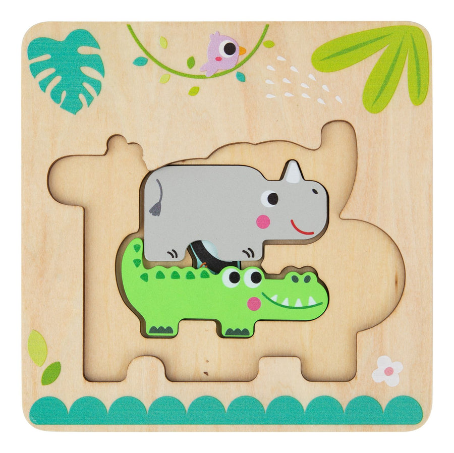 Tooky Toy Wooden Layer Animal Stacking Puzzle