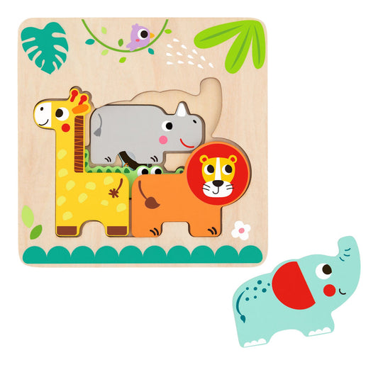 Tooky Toy Wooden Layer Animal Stacking Puzzle