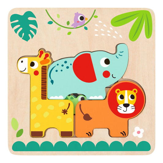 Tooky Toy Wooden Layer Animal Stacking Puzzle