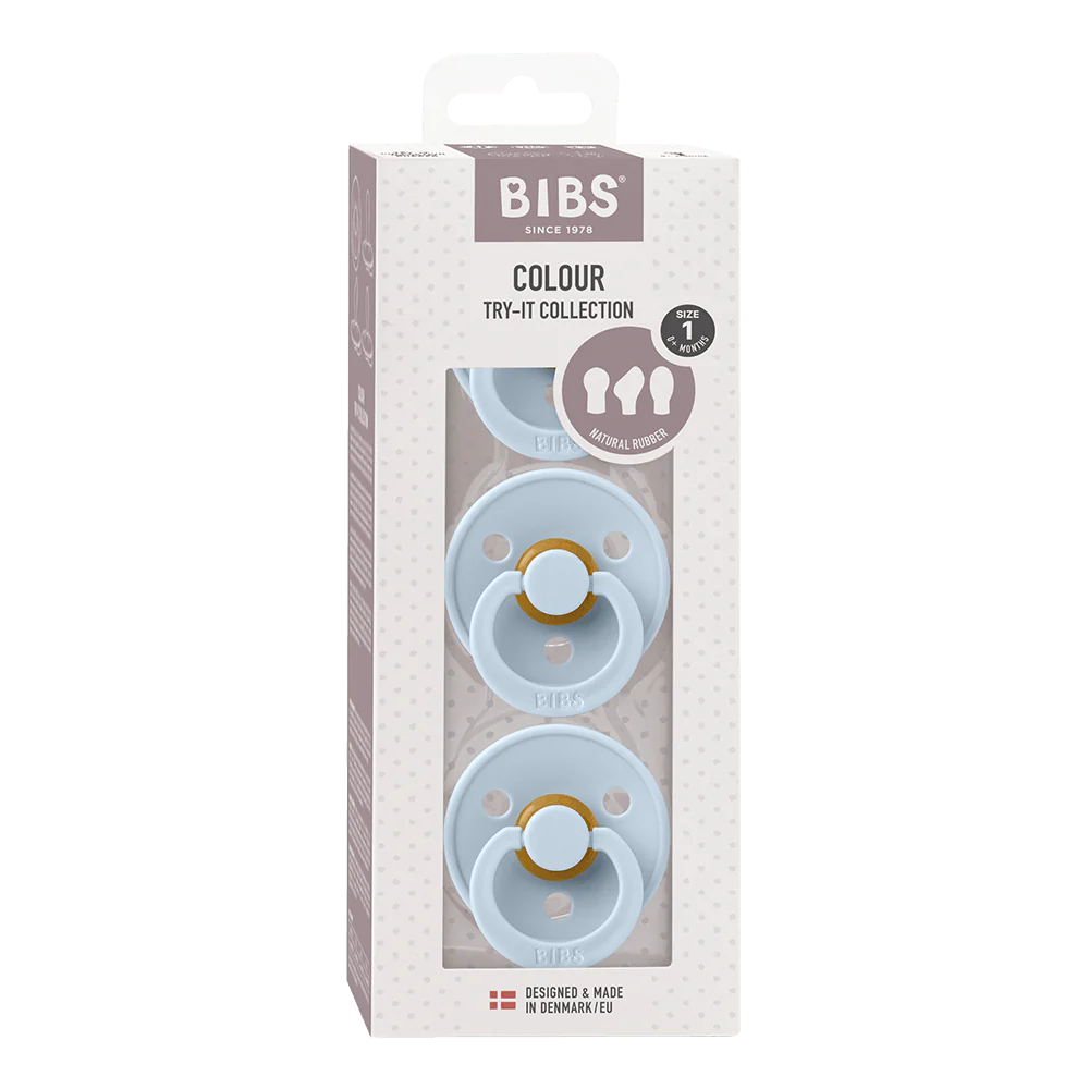 BIBS Pacifiers / Dummies Try-It Collection 3 Pack - Baby Blue