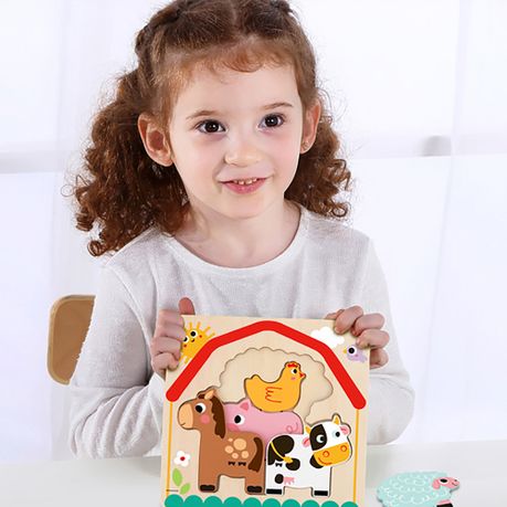 TookyToy - Multi-layered Wooden Puzzle - Farmyard Adventure