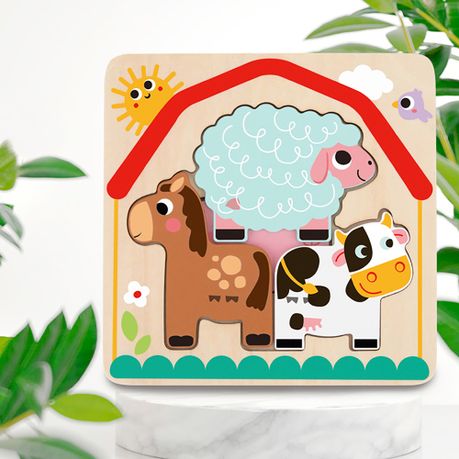 TookyToy - Multi-layered Wooden Puzzle - Farmyard Adventure