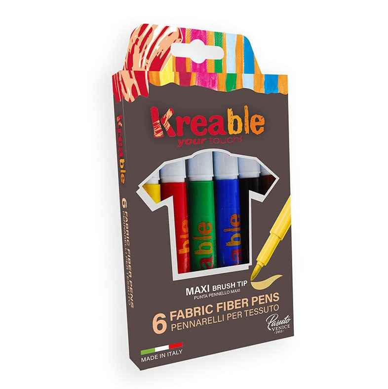 Fabric Fibre Pens: 6 Colours