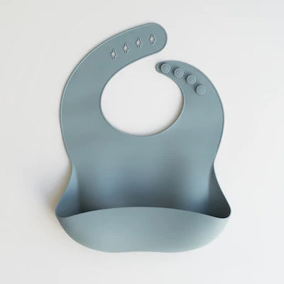 Silicone Bucket Bib Dusky Blue