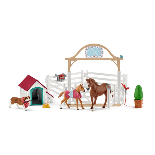 Schleich Horse Club Hannah’s guest horses with Ruby the dog