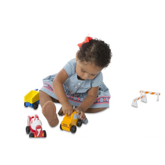 Melissa & Doug Classic Wooden Toy Construction Vehicle Set