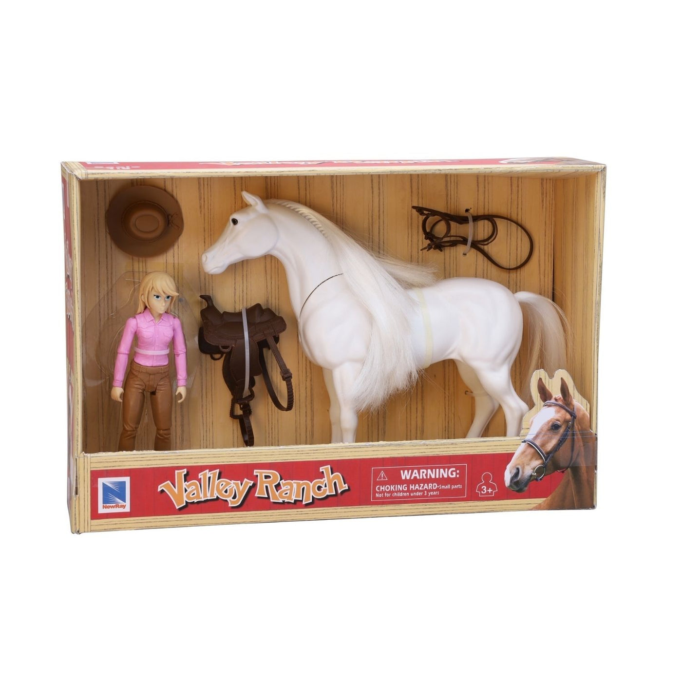 NewRay 1/9 Valley Ranch Horse with Sound and Figure