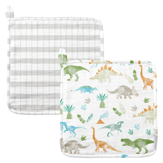 Stephen Joseph Muslin Wash Cloth Dinosaur Sets