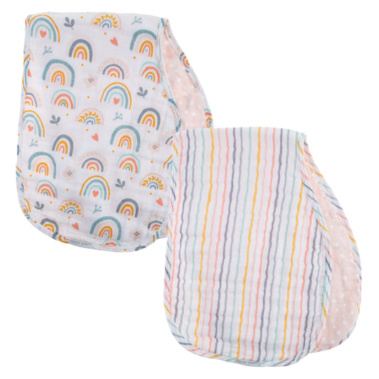 Stephen Joseph Muslin Burp Cloth Set of 2- Rainbow