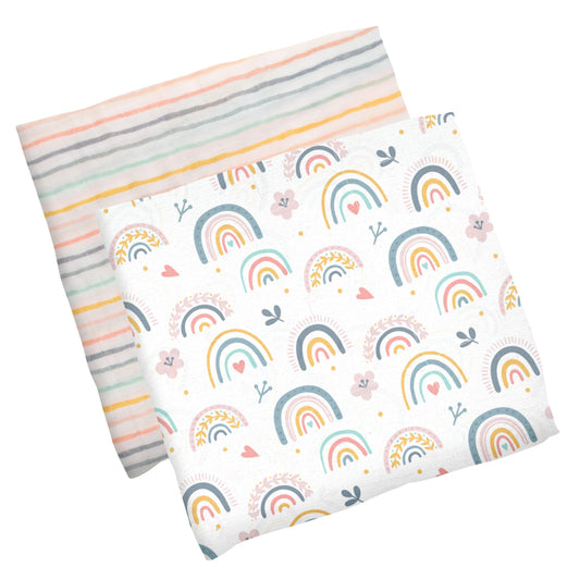 Stephen Joseph Muslin Blankets 2 Pack : Rainbow